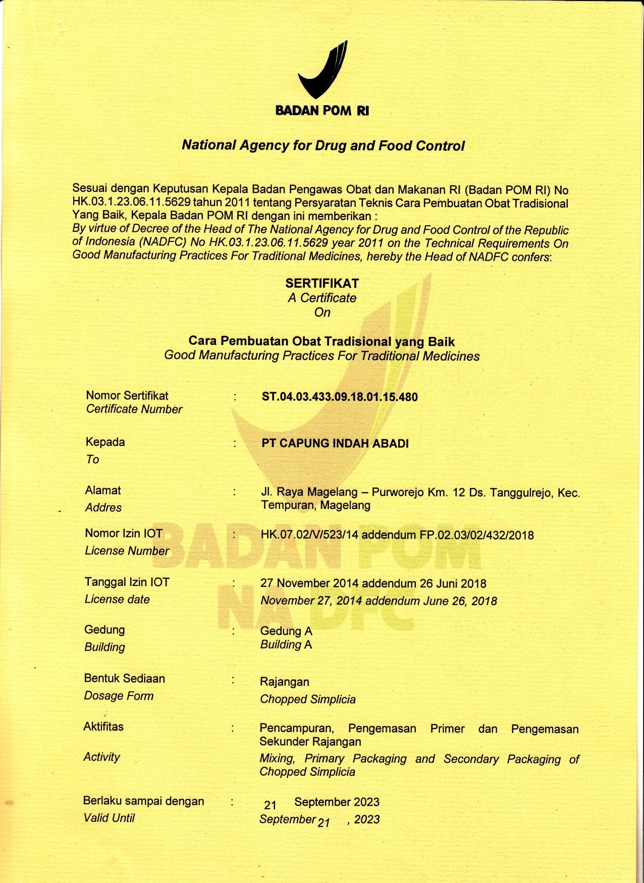 CPOTB Sediaan Rajangan