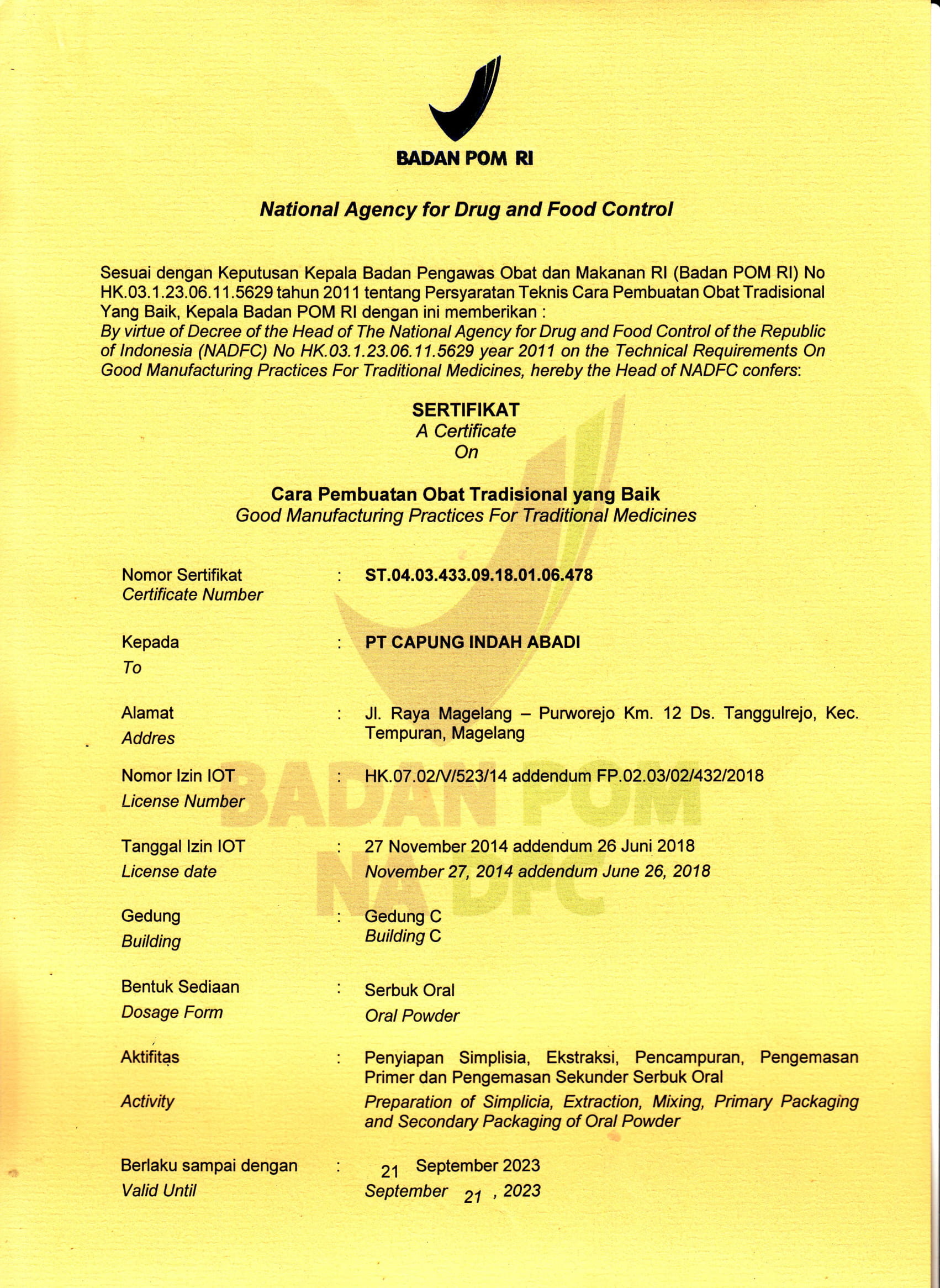 CPOTB Sediaan Serbuk Oral