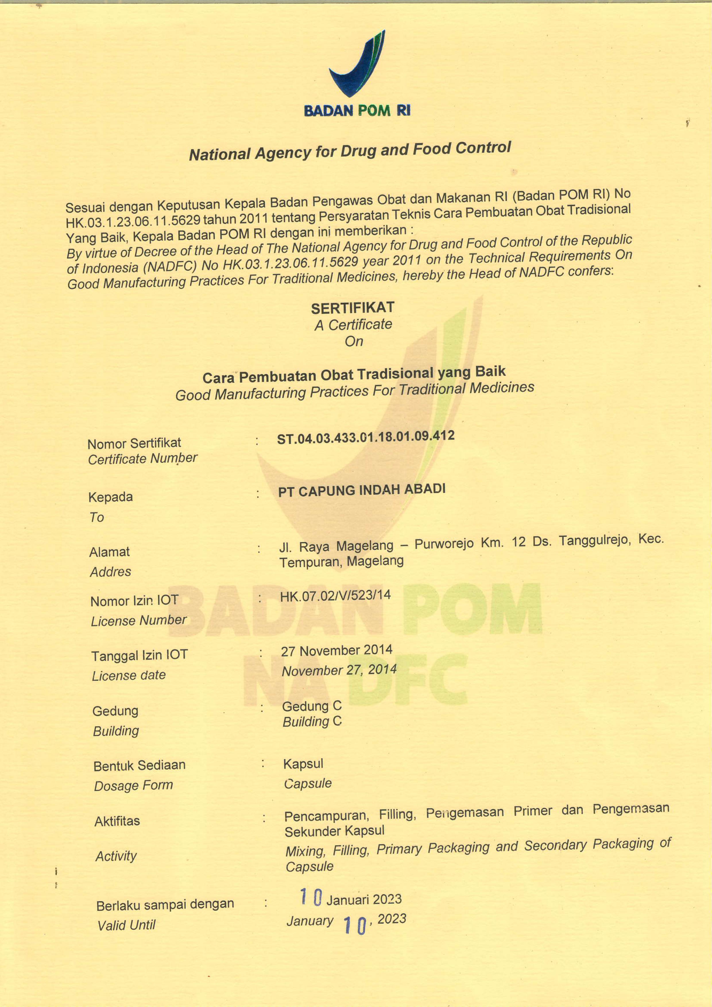 CPOTB Sediaan Kapsul